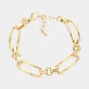Fashnzfab 18k Gold Dipped Stainless Steel Premium Handmade Chain Link Bracelet - Gold In Gold