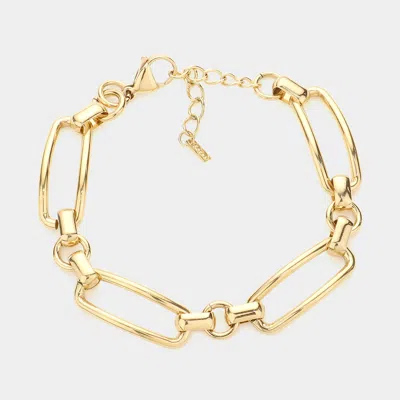 Fashnzfab 18k Gold Dipped Stainless Steel Premium Handmade Chain Link Bracelet - Gold