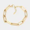 Fashnzfab 18k Gold Dipped Stainless Steel Premium Handmade Chain Link Bracelet - Gold In Gray