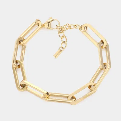 Fashnzfab 18k Gold Dipped Stainless Steel Premium Handmade Chain Link Bracelet - Gold In Gray