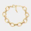 Fashnzfab 18k Gold Dipped Stainless Steel Premium Handmade Chain Link Bracelet - Gold In Gray
