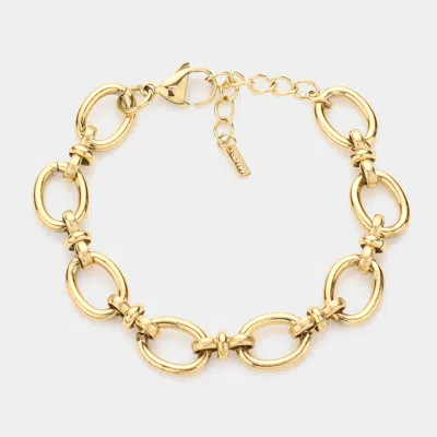 Fashnzfab 18k Gold Dipped Stainless Steel Premium Handmade Chain Link Bracelet - Gold In Gray