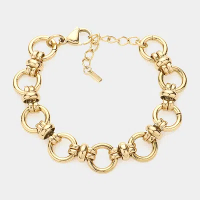 Fashnzfab 18k Gold Dipped Stainless Steel Premium Handmade Chain Link Bracelet In Pink