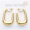 Fashnzfab 18k Gold Dipped Stainless Steel Rectangle Hoop Earrings - Gold In Gold