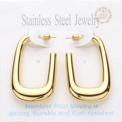 Fashnzfab 18k Gold Dipped Stainless Steel Rectangle Hoop Earrings - Gold