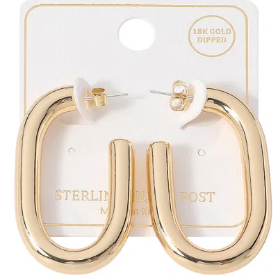 Fashnzfab 18k Gold Dipped Sterling Silver Post Oval Hoop Earrings