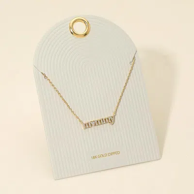 Fashnzfab 18k Gold Dipped Stone Pave Mommy Plate Pendant Necklace In Multi