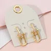 Fashnzfab 18k Gold Dipped Stone Paved Hardware Link Earrings - Clear, Gold In Gold