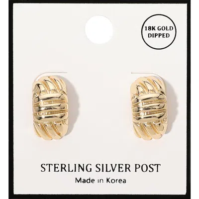 Fashnzfab 18k Gold Dipped Textured Mini Half Hoop Earrings