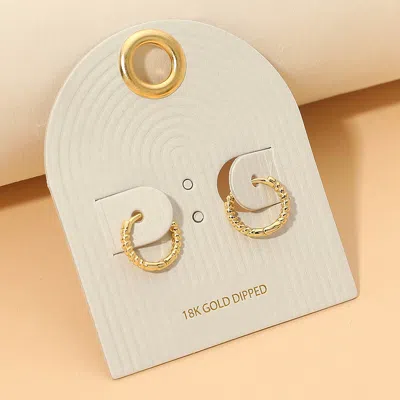 Fashnzfab 18k Gold Dipped Textured Mini Huggie Hoop Earrings