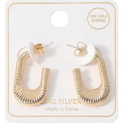 Fashnzfab 18k Gold Dipped Textured Oval Hoop Earrings