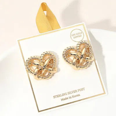 Fashnzfab 18k Gold Dipped Twisted Knot Heart Earrings