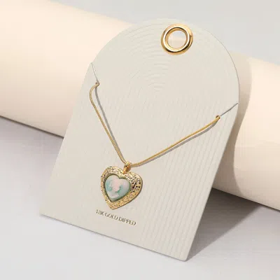 Fashnzfab 18k Gold Dipped Vintage Cameo Heart Pendant Necklace - Gold, Mint In Multi