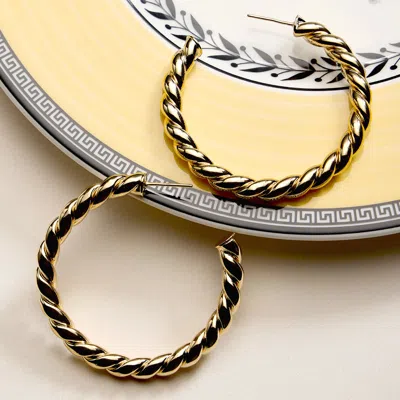 Fashnzfab 18k Gold Filled Chunky Twisted Hoop Earrings In Silver