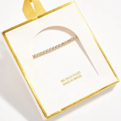 Fashnzfab 18k Gold Filled Classic Cz Tennis Chain Bracelet In Multi
