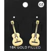 Fashnzfab 18k Gold Filled Cz Stone Pointed Guitar Plate Earrings In Gold