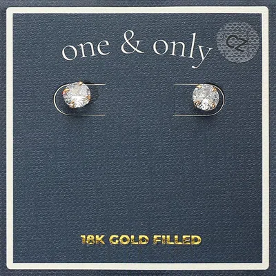 Fashnzfab 18k Gold Filled Cz Stud Earrings - Gold