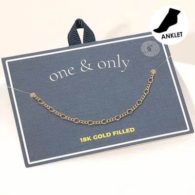 Fashnzfab 18k Gold Filled Delicate Figaro Chain Anklet - Gold