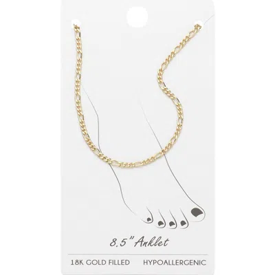 Fashnzfab 18k Gold Filled Figaro Chain Anklet - Gold