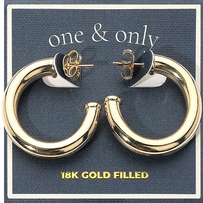 Fashnzfab 18k Gold Filled Hoop Earrings 1.25" X 1.25" X 0.2"