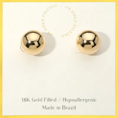 Fashnzfab 18k Gold Filled Hypoallergenic Ball Stud Earrings