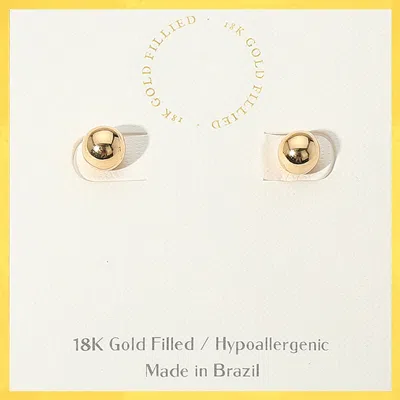 Fashnzfab 18k Gold Filled Hypoallergenic Ball Stud Earrings Gold In Silver