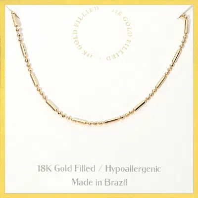 Fashnzfab 18k Gold Filled Hypoallergenic Bead Bar Chain Necklace