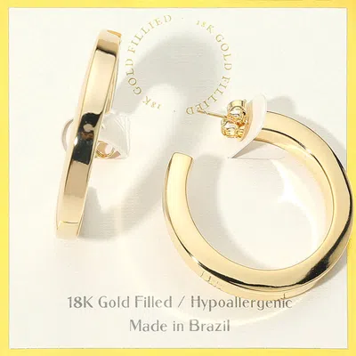 Fashnzfab 18k Gold Filled Hypoallergenic Bold Open Hoop Earrings - Gold