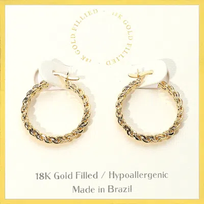 Fashnzfab 18k Gold Filled Hypoallergenic Braided Pin Catch Hoop Earrings