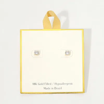 Fashnzfab 18k Gold Filled Hypoallergenic Classic Round Cz Mini Stud Earrings