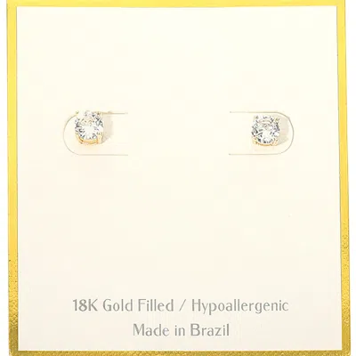 Fashnzfab 18k Gold Filled Hypoallergenic Classic Round Cz Stud Earrings