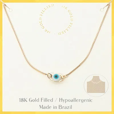 Fashnzfab 18k Gold Filled Hypoallergenic Evil Eye Charm Pendant Necklace