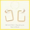 Fashnzfab 18k Gold Filled Hypoallergenic Geometric Square Open Hoop Earrings - Gold In Gold