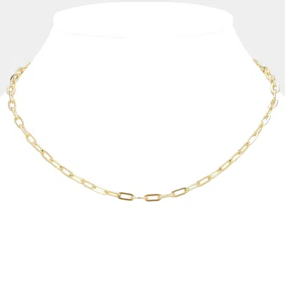 Fashnzfab 18k Gold Filled Hypoallergenic Metal Paperclip Chain Necklace - Gold