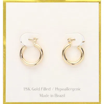 Fashnzfab 18k Gold Filled Hypoallergenic Mini Hoop Pin Catch Earrings - Gold