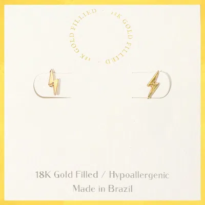 Fashnzfab 18k Gold Filled Hypoallergenic Mini Lightning Bolt Stud Earrings In Silver