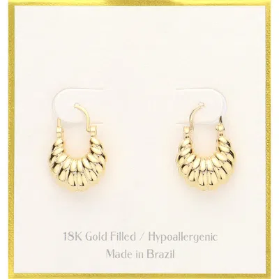 Fashnzfab 18k Gold Filled Hypoallergenic Mini Twisted Hoop Pin Catch Earrings