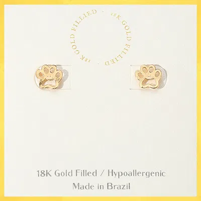 Fashnzfab 18k Gold Filled Hypoallergenic Paw Stud Earrings