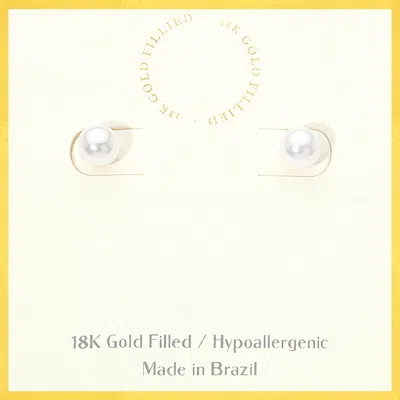 Fashnzfab 18k Gold Filled Hypoallergenic Pearl Stud Earrings In White
