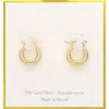 Fashnzfab 18k Gold Filled Hypoallergenic Ribbed Mini Hoop Pin Catch Earrings - Gold In Gold