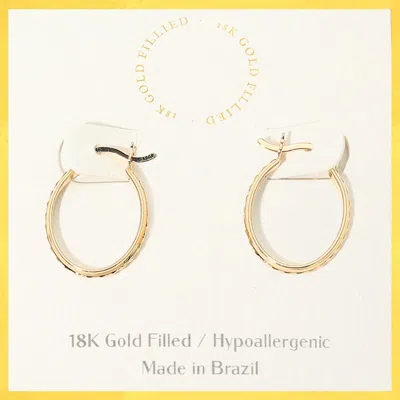 Fashnzfab 18k Gold Filled Hypoallergenic Textured Oval Pin Catch Earrings In Silver