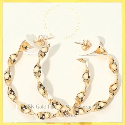 Fashnzfab 18k Gold Filled Hypoallergenic Twisted Open Hoop Earrings