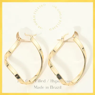 Fashnzfab 18k Gold Filled Hypoallergenic Twisted Pin Catch Hoop Earrings