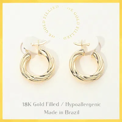 Fashnzfab 18k Gold Filled Hypoallergenic Twisted Pin Catch Hoop Earrings