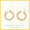 Fashnzfab 18k Gold Filled Hypoallergenic Twisted Rope Hoop Pin Catch Earrings In Gold