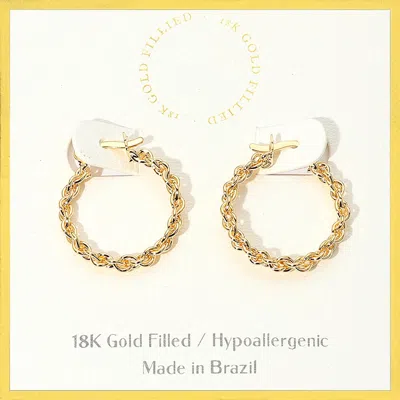 Fashnzfab 18k Gold Filled Hypoallergenic Twisted Rope Hoop Pin Catch Earrings