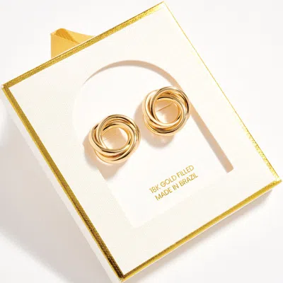 Fashnzfab 18k Gold Filled Interlocking Circle Stud Earrings