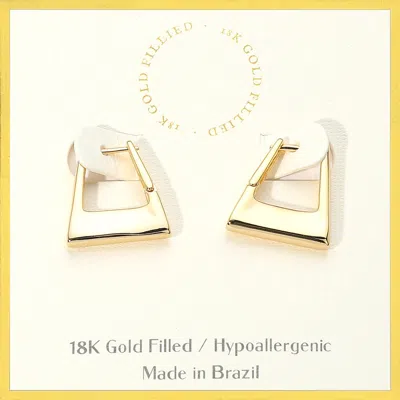Fashnzfab 18k Gold Filled Mini Triangle Pin Catch Hoop Earrings