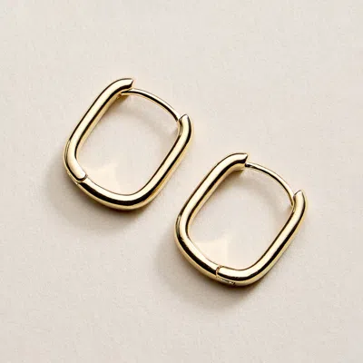 Fashnzfab 18k Gold Filled Minimal Rectangular Huggie Hoop Earrings