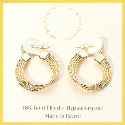 Fashnzfab 18k Gold Filled Multi-strand Pin Catch Hoop Earrings - Gold
